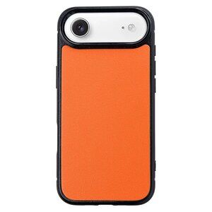 iPhone 17 Air Goatskin Leather Case – Electric Orange Grip Cover